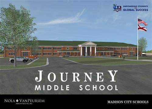 Architect rendering showing front of the new middle school 